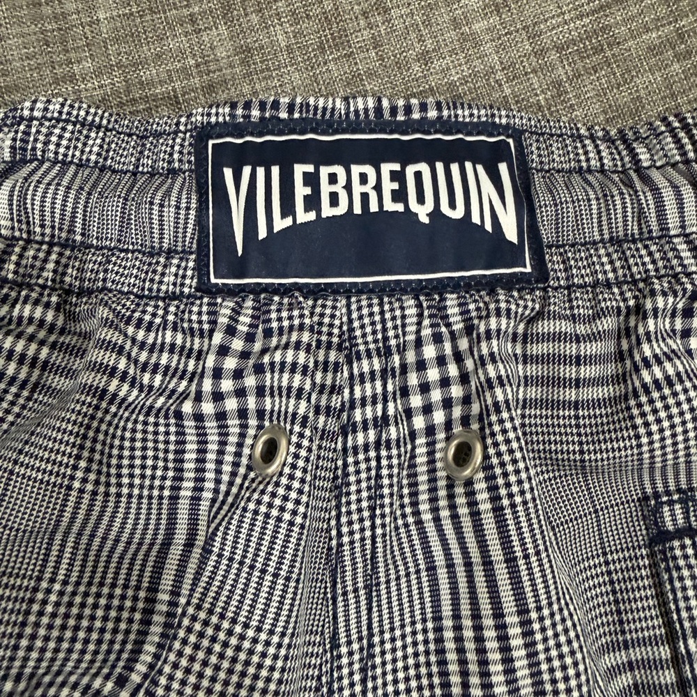Vilebrequin Navy & White Plaid Swim Trunks - Picture 6 of 13